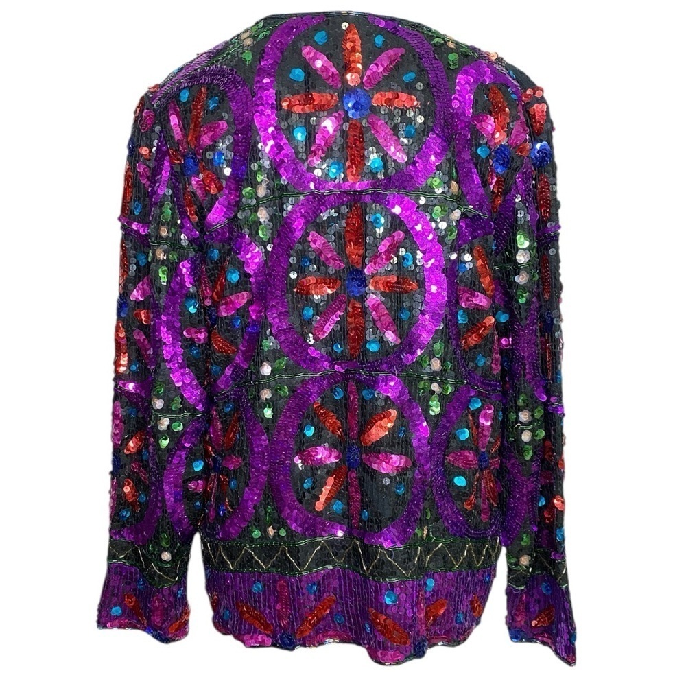 Unbranded Vintage Colorful Sequin Women's Silk Blazer - Picture 2 of 13